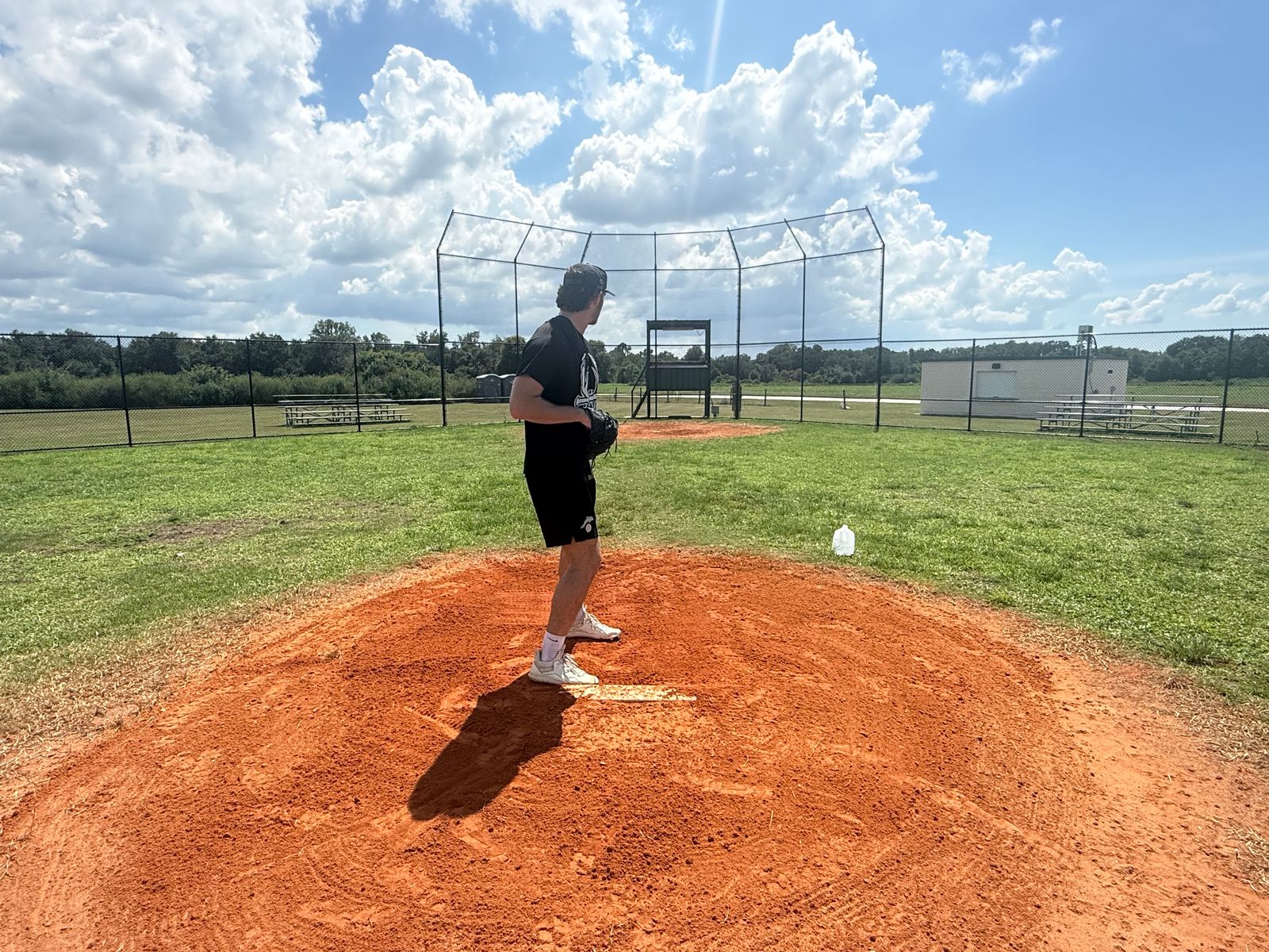 Camera position for the Rear View: directly behind the mound, full body visible.